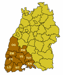 Poloha vládneho obvodu Freiburg na mape Bádenska-Württemberska