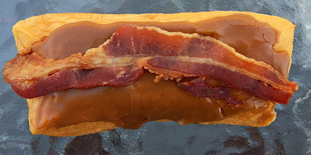 A bacon maple long john from Doomsday Donuts in Ripon, Wisconsin