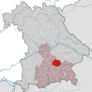 Beliggenheden af Landkreis Erding i Bayern (klikbart kort)