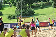 Deutsch: Beachhandball Europameisterschaften 2019 (Beach handball Euro); Tag 1: 2. Juli 2019 – Männer, Vorrunde Gruppe A, Deutschland-Norwegen 2:0 (22:14, 22:20) English: Beach handball Euro; Day 1: 2 July 2019 – Men Preliminary Round Group A – Germany-Norway 2:0 (22:14, 22:20)