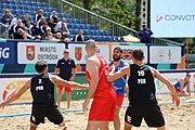 Deutsch: Beachhandball Europameisterschaften 2019 (Beach handball Euro); Tag 2: 3. Juli 2019 – Männer, Vorrunde Gruppe B, Serbien-Portugal 2:0 (20:15, 88:17) English: Beach handball Euro; Day 2: 3 July 2019 – Men Preliminary Round Group B - Serbia-Portugal 2:0 (20:15, 88:17)