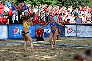 Deutsch: Beachhandball Europameisterschaften 2019 (Beach handball Euro); Tag 4: 5. Juli 2019 – Frauen, Viertelfinale, Spanien-Ungarn 1:2 (14:16, 26:16, 2:5) English: Beach handball Euro; Day 4: 5 July 2019 – Quarter Final Women – Spain-Hungary 1:2 (14:16, 26:16, 2:5)