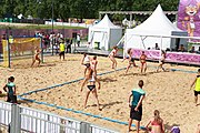 Deutsch: Beachhandball bei den Olympischen Jugendspielen 2018; Tag 3, 9. Oktober 2018; Mädchen, Vorrunde, Gruppe A - Kroatien-Ungarn 0:2 English: Beach handball at the 2018 Summer Youth Olympics at 9 October 2018 – Girls Preliminary Round Group A‎ – Croatia-Hungary 0:2