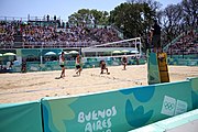 Deutsch: Beachvolleyball bei den Olympischen Jugendspielen 2018; Tag 11, 17. Oktober 2018; Jungen, Spiel um Platz 3 – Argentinien-Ungarn 2:0 (21–15/21–15) English: Beach volleyball at the 2018 Summer Youth Olympics at 17 October 2018 – Bronze Medal Match – Argentina-Hungary 2:0 (21–15/21–15)