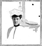 Bessie Van Vorst dressed as a pickle factory worker