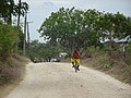 Cycling on a rough road in Tanzania