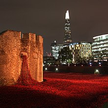 Cummins' Blood Swept Lands and Seas of Red at the Tower of London, November 2014 Blood Swept Lands and Seas of Red, Tower Poppies (geograph 4235832).jpg