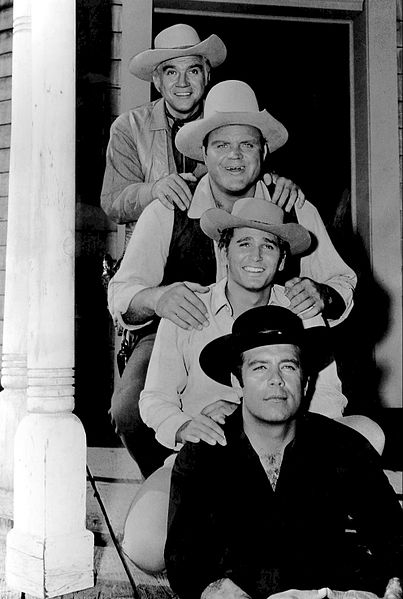 Front to back: Pernell Roberts, Michael Landon, Dan Blocker and Lorne Greene