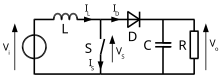 Fig. 1. Boost converter schematic Boost conventions.svg