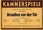 Plakat der Uraufführung von Draußen vor der Tür