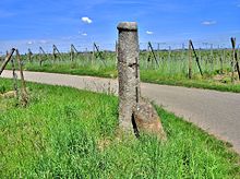 Borne milliaire romaine, la plus proche de la rivière, le Giessen.