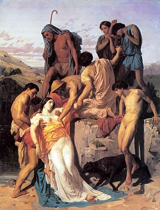 <i>Shepherds Find Zenobia on the Banks of the Araxes</i> Painting by William-Adolphe Bouguereau