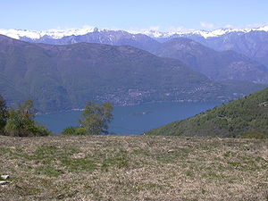 Las islas, con la ciudad de Brissago detrás.