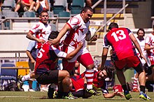 Malta in action against Chile in 2015 CHILE v MALTA RUGBY LEAGUE NINES.jpg