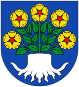 Znak obce Blažejov, 5 růží s červeným semeníkem