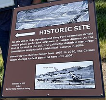 Carmel Valley Vintage Airfield marker. Carmel Valley Vintage Airfield marker.jpg