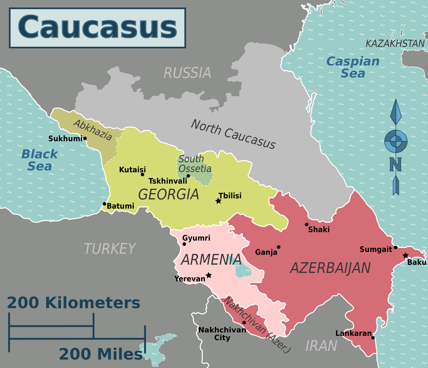 Кавказ карта политическая россии