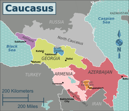 Contemporary political map of the Caucasus