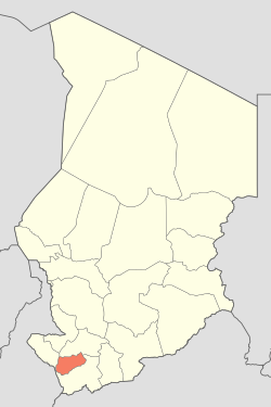 Map of Chad showing Logone Occidental.