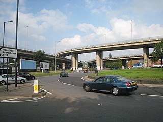 Charlie Browns Roundabout Road junction on the North Circular Road in London, England