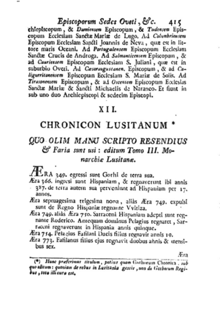 <i>Chronicon Lusitanum</i> Chronicle of the history of Portugal