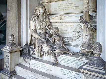 Funerary monument of the Maffei Erizzo family by Abbondio Sangiorgio AD 1848 in the Monumental cemetery of Brescia.