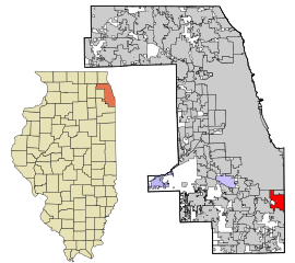 Cook County Illinois incorporated and unincorporated areas Calumet City highlighted.svg