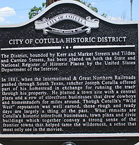 Cotulla Historic District sign downtown (erected 2013)