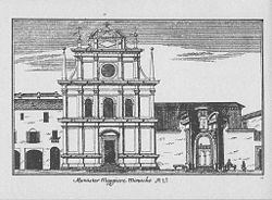 Drawing of the church c. 1745 Dal Re, Marc'Antonio (1697-1766) - Vedute di Milano - 84 - Il Monastero Maggiore monache - ca. 1745.jpg