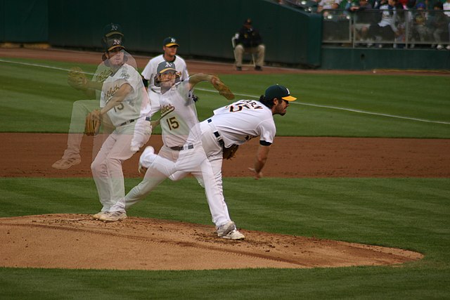 Pitching in a game against the Seattle Mariners