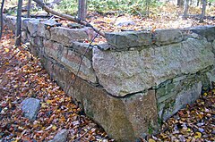 Davis House dry-laid stone foundation ruin, Gardiner, NY