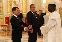 John Sahr Francis Yambasu presents his credentials to Dmitry Medvedev February 8, 2011