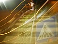 Doppelter Zebrastreifen in Strasse Barfüssertor Marburg mit Scheinwerferlicht an Einmündung Ende Rotenberg durch Langzeitbelichtung 2016-07-23.jpg
