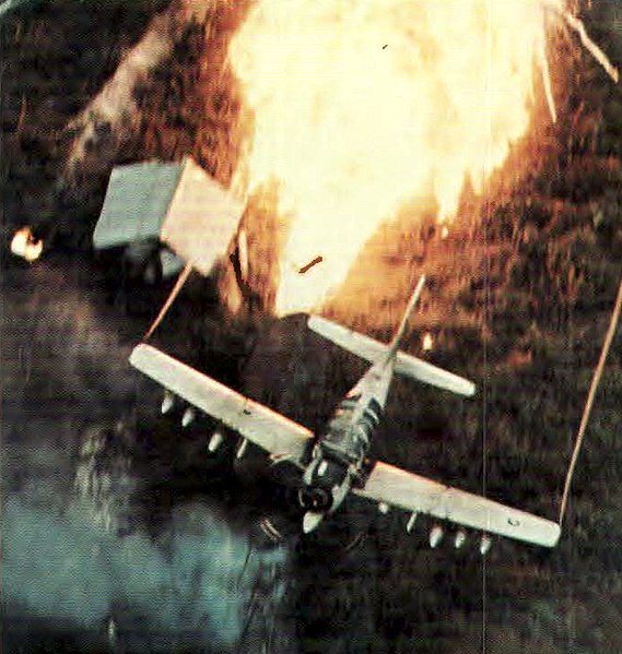 File:Douglas A-1E Skyraider attacks a target with napalm in Vietnam, circa in 1965.jpg