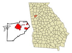 Douglas County Georgia Incorporated and Unincorporated areas Douglasville Highlighted.svg