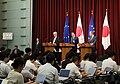 2018年日EU定期首脳協議の記者会見の様子（東京）