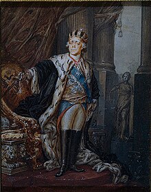 Emperor Paul of Russia wearing the Crown of the Grand Master of the Order of Malta (1799). Emperor Paul in the Crown of the Grand Master of the Order of Malta.jpeg
