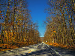 Pennsylvania Route 191 passes through the woods of Washington Township