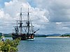 Replica of the HMB Endeavour in Cooktown harbour.