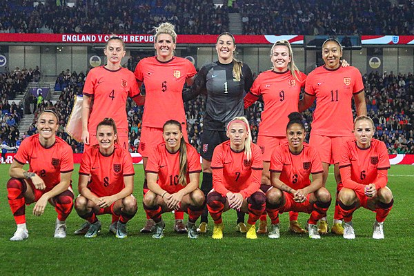 England women's team in October 2022; ten of these eleven players (#1–10) were in the July 2022 Euro-winning side