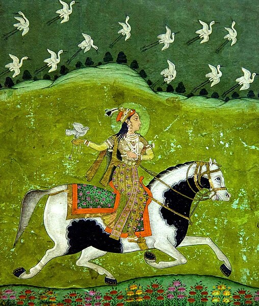 Equestrian miniature painting of Razia Sultana, circa 18th century