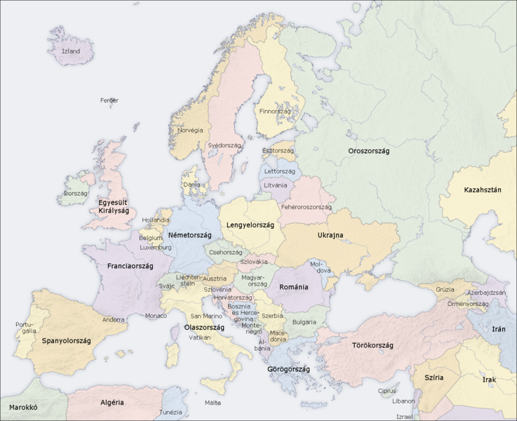 Fájl:Europe countries map hu.png
