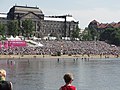 Kirchentag in Dresden. Der Kirchentag findet alle zwei Jahre statt und zieht Zehntausende von Besuchern an.
