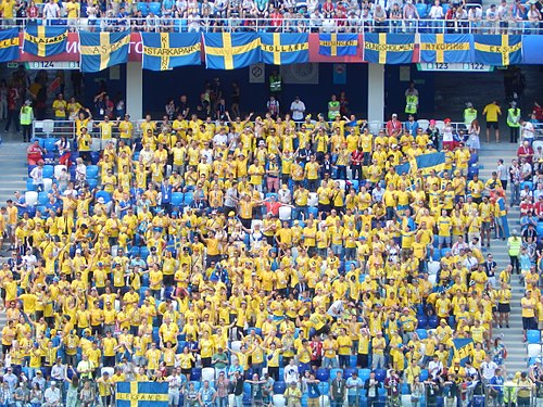 Swedish football supporters at the 2018 FIFA World Cup in Russia