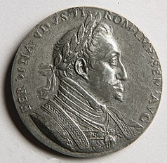 Medallón conmemorativo de la batalla de la Montaña Blanca con el retrato del emperador Fernando II
