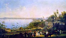 A Romantic painting by Salvatore Fergola showing the 1839 inauguration of the Naples-Portici railway line Fergola, Salvatore The Inauguration of the Naples - Portici Railway, 1840.JPG