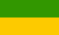 Flagge ohne Wappen auf quergestreiftem grün-goldenen Grund