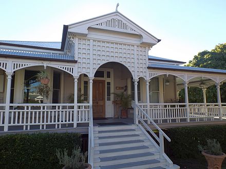 Front verandah and stairs, 2015 Front verandah and stairs Wiss House Kalbar.jpg