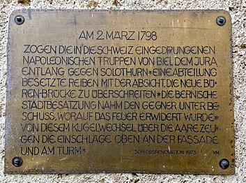 Gedenktafel zum Schusswechsel vom 2.3.1798 zwischen Bernern und Franzosen