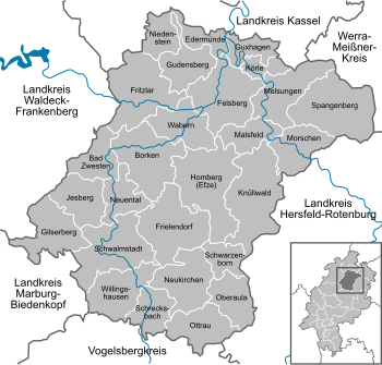 Karte der Gemeinden im Schwalm-Eder-Kreis